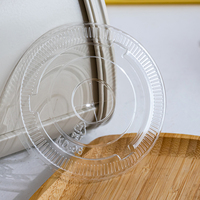 Vente flash : couvercles en plastique PET/Rpet transparents de 98 mm, design plat, personnalisables, pour café, bubble tea, boissons froides