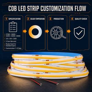 <span class=keywords><strong>Tira</strong></span> de Luz <span class=keywords><strong>LED</strong></span> COB sin Puntos CRI90+ 320LEDs/m, 12V 24V 10M, Cinta Flexible de Alta Densidad para Retroiluminación de TV y Gabinetes - Product Image 2