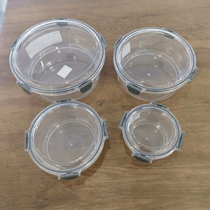 Transparante PET voedselbewaarbakjes set, ronde, afsluitbare lunchbox, vriezer, keuken, snack <span class=keywords><strong>organizer</strong></span> - Product Image 3