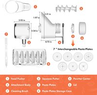 Accessoire presse-pâtes pour robot culinaire avec 7 plaques interchangeables (métal et plastique) – Crée 7 formes de pâtes, facile à utiliser et à nettoyer