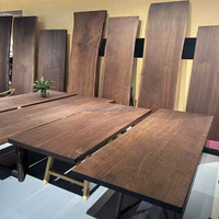 Meubles de cuisine en bois prix d'usine de luxe dessus de table de salle à manger en dalle de bois massif de noyer bord vivant