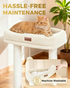 Structure d'escalade pour <span class=keywords><strong>chat</strong></span> d'intérieur moderne, style <span class=keywords><strong>nordique</strong></span>, avec poteau à gratter, lit rembourré et appartement confortable, adapté aux chats adultes - Product Image 4