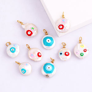 Colgante único colorido turco mal suerte ojo encanto, naturaleza agua dulce perla DIY pulsera collar componentes suministros L34 - Product Image 1