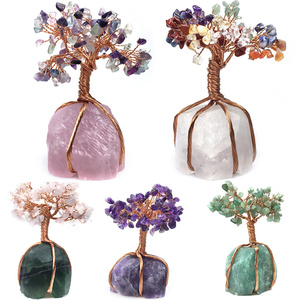 Base en pierre brute naturelle 7 chakra cristal énergie reiki fengshui argent arbre de noël chanceux pierre cristal arbre pour cadeau - Product Image 6