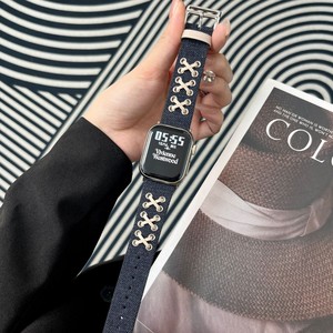 Bracelet créatif en denim premium décontracté et tendance avec lignes croisées pour Apple Watch S9, iWatch 6/7/8/SE - Product Image 2