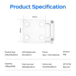 Balance numérique intelligente <span class=keywords><strong>connectée</strong></span> 180 kg/400 lb, affichage en verre trempé en plastique, balance de pesée corporelle, de graisse et d'IMC - Product Image 6