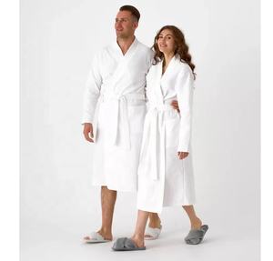 Unisex personalizar logotipo y tela uniforme de belleza SPA salón cliente Albornoz hombres Hotel bata algodón Waffle Albornoz para parejas - Product Image 2