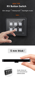 Interrupteur à membrane marin étanche 12V DC noir à bouton-poussoir 6 voies avec source de lumière LED, courant 10A, certifié RoHS CE, 1NO1NC AO - Product Image 2
