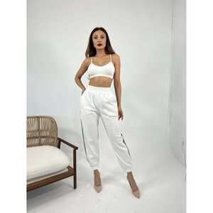 กางเกงฮาเร็มเอวสูงสีเอครู ผ้าคอร์ดูรอย ระบายอากาศได้ดี รุ่น 6742 สำหรับผู้หญิง - Product Image 4