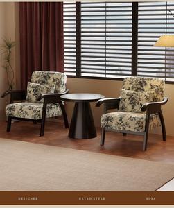 <span class=keywords><strong>Fauteuil</strong></span> simple en bois massif de style français DISHI, luxe léger, <span class=keywords><strong>vintage</strong></span> du milieu du siècle, canapé pour la réception à domicile, salon - Product Image 4