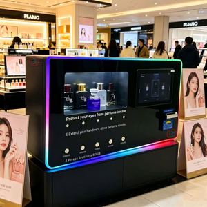 ตู้จำหน่ายน้ำหอมอัจฉริยะแบบตั้งโต๊ะ หน้าจอสัมผัส LCD พร้อมไฟ RGB สำหรับห้างสรรพสินค้า โรงแรม เครื่องจ่ายน้ำหอมแบบทดลองใช้ด้วยตนเอง รองรับ SDK รับเหรียญ - Product Image 4