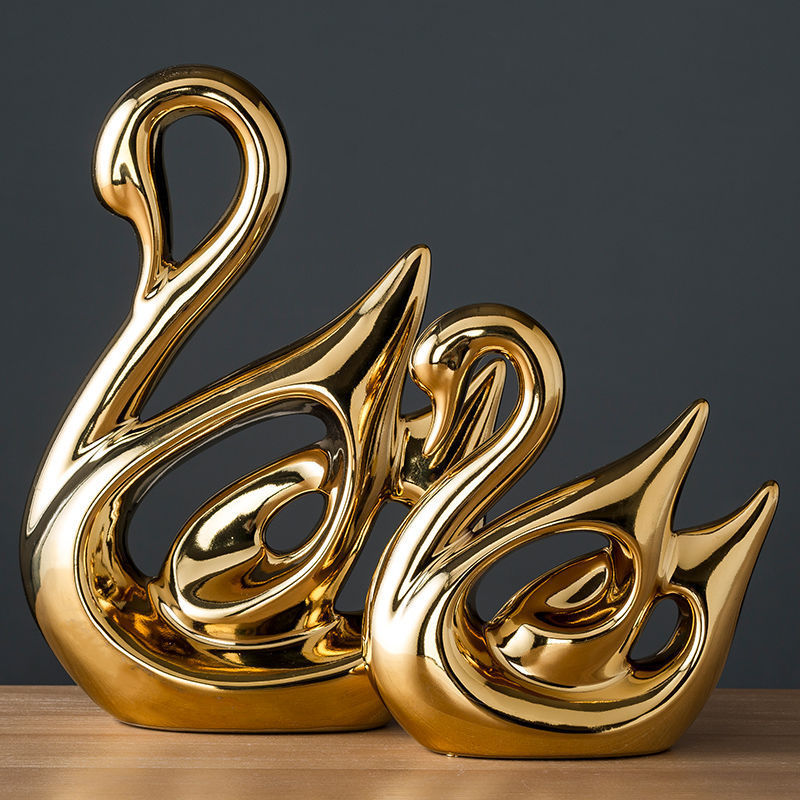Modern 2PCS Ceramic Swan Statues Home Decor Bookcase Ornaments Office Desktop Figurines Art Deco for Interior Room Decoration · image 1