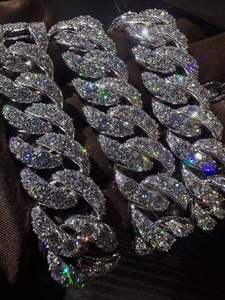 Collier chaîne cubaine en argent 925 avec diamants Moissanite, bijoux de mode Hip Hop Streetwear Club pour hommes - Product Image 3