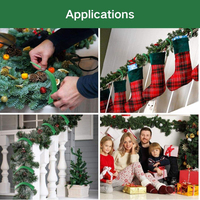 Guirlande de Noël double face écologique résistante à la chaleur avec attaches auto-agrippantes blanches, attaches de câbles végétaux réglables, guirlande de fête en polyester