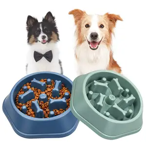 Cane che mangia lentamente treno in plastica eco friendly melamina a forma di osso rialzato cucciolo pet Slow food bowl