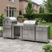 Cuisine extérieure haut de gamme en acier inoxydable 304, résistante aux chocs, couleurs fraîches, pour cour, armoire modulaire, cuisine extérieure