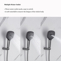 Ensemble de robinetterie de douche thermostatique trois fonctions OEM/ODM en laiton brossé gris, mitigeur mural pour baignoire et douche
