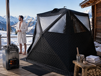 Tente de sauna de luxe d'extérieur 4 saisons Warmfire, une chambre, en tissu Oxford 600D imperméable, triple couche, fenêtres en TPU, fermeture éclair SBS, 6 personnes