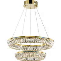 Lustre moderne de luxe en cristal doré et acier inoxydable, hauteur réglable, éclairage LED à télécommande et intensité variable