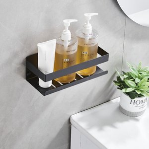 Mensola da bagno a parete moderna nera in acciaio inox angolo portasapone per uso domestico mensola cucina - Product Image 1