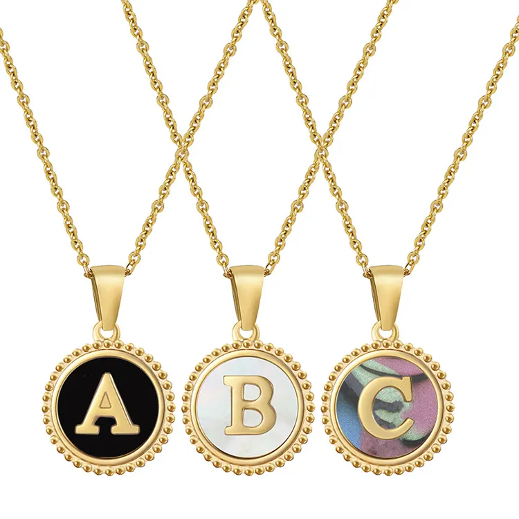 Collier coquillage en or 24 carats pour femmes, bijoux 26 lettres, initiale Alphabet meilleurs amis, pendentif coquille
