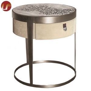 <strong>White</strong> Modern and Retro Style Nightstand <strong>Bedside</strong> <strong>Table</strong> <strong>Round</strong> Shape Wood Metal Customized Furniture Night <strong>Table</strong> - Product Image 2