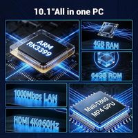 Mini-ordinateur tout-en-un sans ventilateur à écran tactile RK3399, mini-PC industriel robuste de 10,1 pouces, Android 12, 4 Go de RAM, 64 Go de ROM, fabriqué en Chine