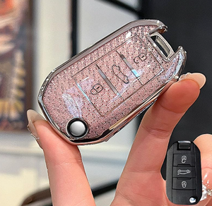 Funda para Llave de Coche Citroën, para Llaves Plegables C5, C6, Aircross, C3, <span class=keywords><strong>C4</strong></span>, <span class=keywords><strong>Cactus</strong></span>, C4L, Elysee, Berlingo, con Diseño de Diamantes - Product Image 1