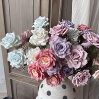 KW-F037 3-Köpfige Cappuccino Seidenrosen Braune Blume Rote Bohne Lila Künstliche Rosen
