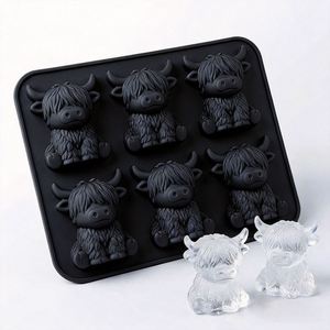 Molde de silicona al por mayor para cubitos de hielo con forma de vaca de las Tierras Altas, bandeja de hielo reutilizable con forma de mini yak, molde de hielo de grado alimenticio sin BPA para whisky y bar. - Product Image 5