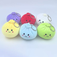 Porte-clés en peluche personnalisé mignon en forme de Bao Bun, anti-stress, à presser, pour sac et décoration de voiture