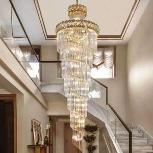 K9-Grandes lampes suspendues en cristal de luxe modernes et claires pour escaliers d'hôtel - Product Image 3