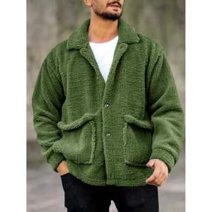 2025 <b>Men's</b> <b>Long</b> Sleeve Fuzzy Sherpa Fleece Jacket Button Down <b>Coat</b> for Fall <b>Winter</b> Warm Outdoor Outwear - Product Image 6