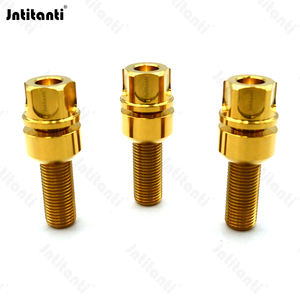 Perno de rueda de titanio Gr.5 de asiento esférico flotante antirrobo de Color dorado de alto rendimiento para <span class=keywords><strong>Porsche</strong></span> con llave de titanio - Product Image 1