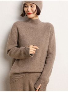 Suéter de lana Merino de Cachemira 100%, suéteres de punto personalizados para <span class=keywords><strong>mujer</strong></span>, suéter de <span class=keywords><strong>cuello</strong></span> <span class=keywords><strong>alto</strong></span> de Color <span class=keywords><strong>gris</strong></span> para <span class=keywords><strong>mujer</strong></span> - Product Image 2
