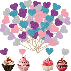 Joyeux anniversaire, décorations de gâteau écologiques en paillettes, drapeaux en papier, étoiles et cœurs - Product Image 1