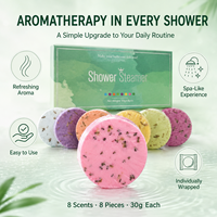Bombes de douche aromathérapeutiques à marque privée, lot de 8, aux huiles essentielles naturelles, parfum personnalisé, coffret cadeau