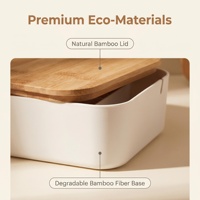 Organisateur de bureau multi-compartiments en fibre de bambou écologique avec couvercle miroir pour rangement de bijoux et de cosmétiques sur coiffeuses et commodes