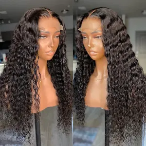 38 40inch Glueless Full Hd Lace Wig Human Hair Lace Front Deep Wave Wigs Wholesale 100% Raw Remy Hair