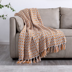 Acrylic Houndstooth Throw Blanket Knitted Tassel Blanket Decorative <b>Sofa</b> <b>Bed</b> <b>Cover</b> for Home Travel - Product Image 2