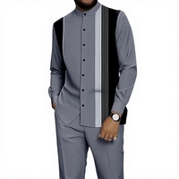 Chemise décontractée rayée tendance pour homme, imprimé numérique 3D, style transfrontalier Europe-Amérique, en stock, 100 % polyester, ODM