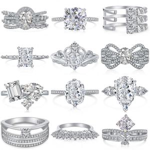 Bague de fiançailles et de mariage DYLAM en argent sterling avec moissanite et zircone 8A, style cocktail et éternité, bijoux de mode raffinés - Product Image 3