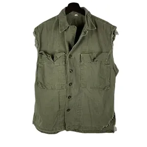 Mens US tactical Herringbone Jacket Cutdown Vest Vintage waistcoat
