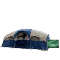Tente de camping pour 10-12 personnes, double couche, tunnel, 2 chambres, 1 séjour, imperméable, poteaux en fibre de verre 2000 mm, abri familial pour l'extérieur