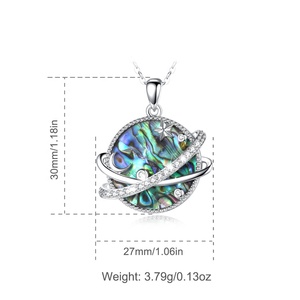 Isunni A Forma di Stella S925 Sterling Silver Rhodium Placcato Colore Madreperla Abalone Shell Pianeta Collane Del Pendente - Product Image 2