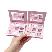Palette de fards à paupières scintillants 9 couleurs Rose Mauve Rose Métallique Mat Kit de maquillage pour les yeux Vente en gros Ensemble de maquillage beauté avec miroir