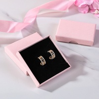 Boîte à bijoux personnalisée YZ Factory, fine, 1,5 cm, rose, pour boucles d'oreilles et bagues, emballage cadeau, emballage en carton personnalisé