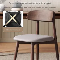 Chaise de salle à manger en bois massif de style moderne Fauteuil en bois simple avec cuir PU et lin en coton pour les loisirs de restaurant, de café et de thé