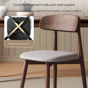 Stile moderno <span class=keywords><strong>in</strong></span> <span class=keywords><strong>legno</strong></span> massello sedia da pranzo semplice <span class=keywords><strong>in</strong></span> <span class=keywords><strong>legno</strong></span> <span class=keywords><strong>poltrona</strong></span> con cuoio PU & cotone lino per il ristorante caffè tè tempo libero - Product Image 2