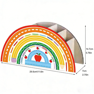 Portapenne in Legno a Forma di Arcobaleno |   Organizzatore per Oggetti Artistici da Scrivania |   Regalo di apprezzamento per insegnanti e decorazione da scrivania per forniture scolastiche - Product Image 2